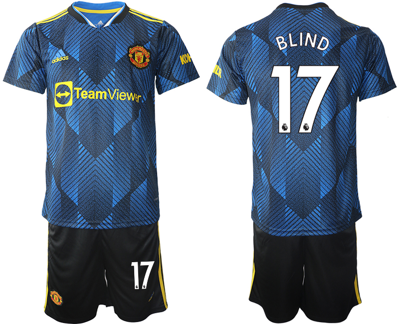 Men 2021-2022 Club Manchester United Second away blue #17 Soccer Jersey->customized soccer jersey->Custom Jersey